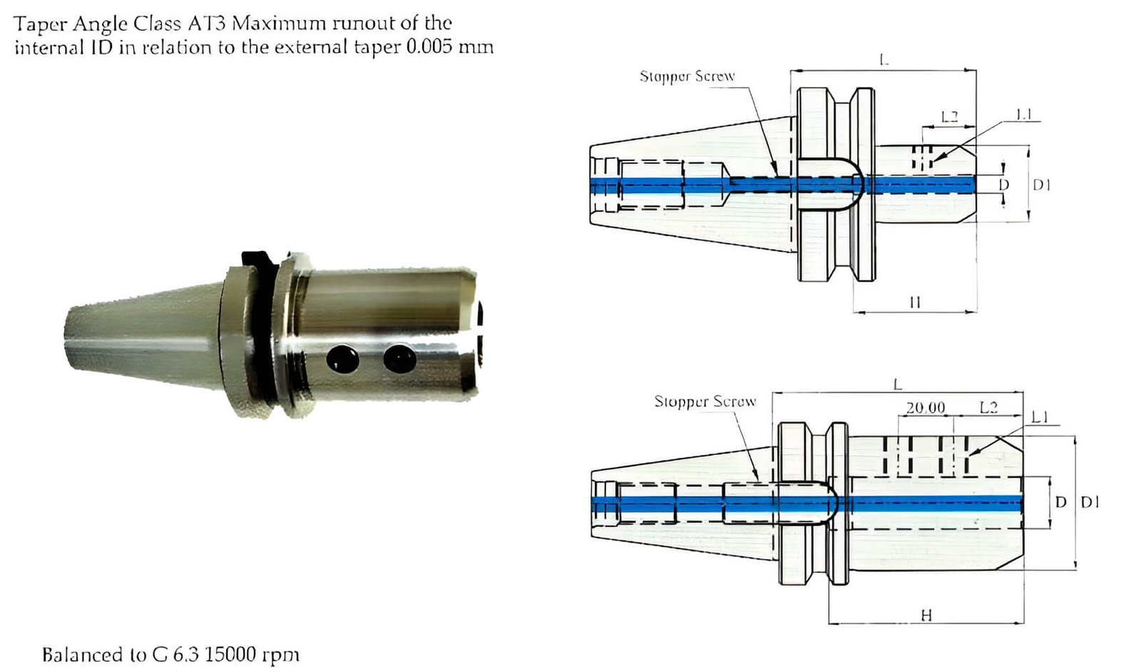 BT40 SLA DIA 5/8'' - 2 1/2'' Side Lock Holder (Balanced to G 6.3 15000 rpm)